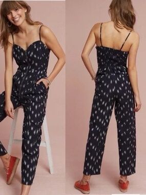elevenses - Anthropologie Ikat Zip-Front Jumpsuit Sz 6